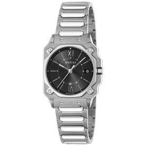 Gucci YA166505 G-Flat Zwarte Wijzerplaat Unisex Horloge