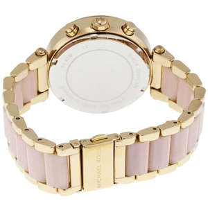 Michael Kors Parker MK6326 Roze Wijzerplaat Dameshorloge 39mm Gouden Roestvrij Staal