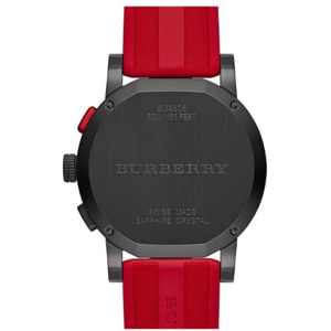 Burberry BU9805 Heren Chronograaf Horloge 42mm Rode Band