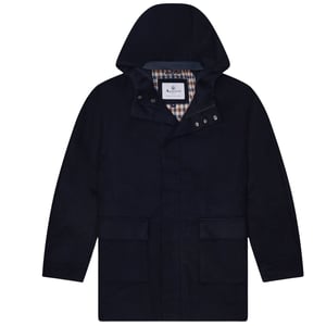 Aquascutum Active Wollen Jas Met Capuchon In Marineblauw