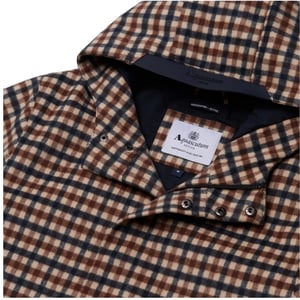 Aquascutum Active Wollen Jas Met Capuchon En Clubruitpatroon