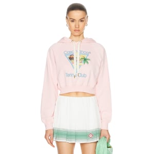 Casablanca Bedrukte Cropped Hoodie Afro Cubism Tennis Club Lichtroze Hoodies