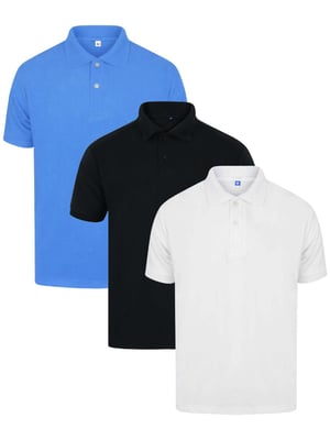 Kruze | Heren Polo Shirts (3-Pack) - ZWART/HEMELBLAUW/WIT