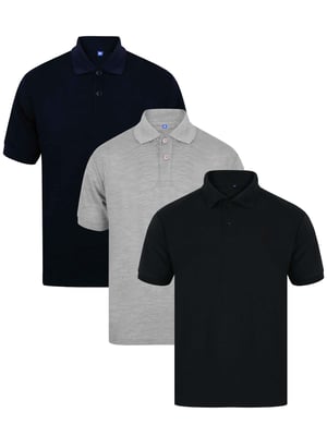 Kruze | Heren Polo Shirts (3-Pack) - GRY/NVY/BLK