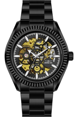 Invicta Objet D Art 69754 Heren Horloge - Automatisch Uurwerk - Roestvrij Staal met zwarte Wijzerplaat - 43mm