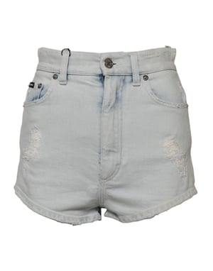 Hooggewaisted Versleten Denim Shorts