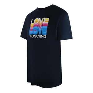 Love Moschino Marineblauw T-shirt Maat L Met Kleurrijk Love-logo