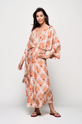 Caroline Tensen Islay Kimono Jurk Zand / Multi