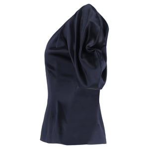 Jacquemus blouse met pofmouwen en V-hals in marineblauw satijn