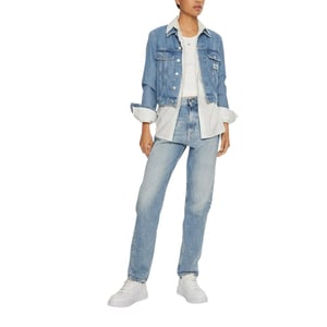 90's Rechte Jeans Licht Gewassen