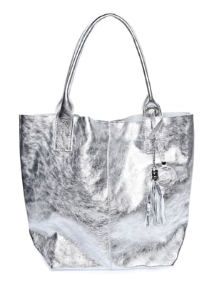 Roberta M Zilver Rundleer Tas