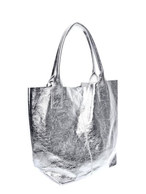 Roberta M Zilver Rundleer Tas