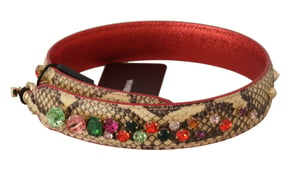 Dolce & Gabbana Beige Exotisch Leren Kristallen Schouderband