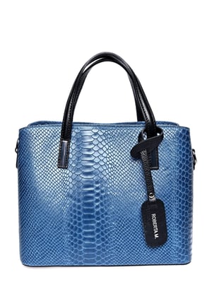 Roberta M Blauw Rundleer Tas