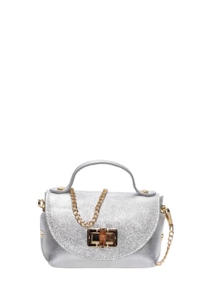 Roberta M Zilver Rundleer Tas