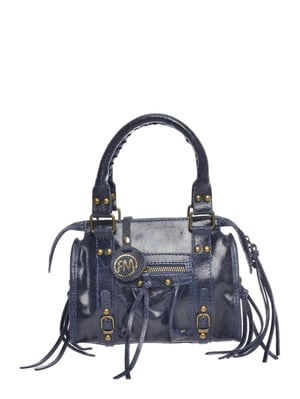 Roberta M Blauw Rundleer Tas