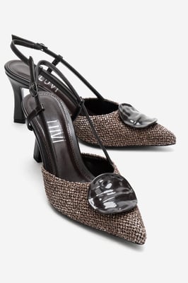 Levia Geweven Pump met Puntige Neus en Slingback