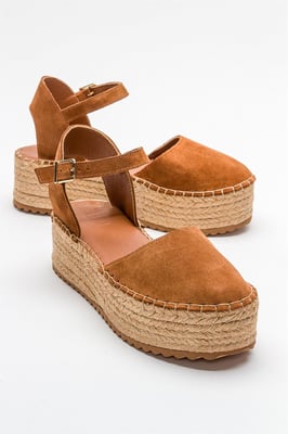 Viba Leren Espadrille Platform Sleehak Sandalen (Dames)