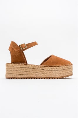 Viba Leren Espadrille Platform Sleehak Sandalen (Dames)