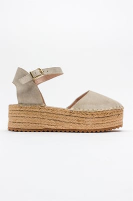 Viba Leren Espadrille Platform Sleehak Sandalen (Dames)