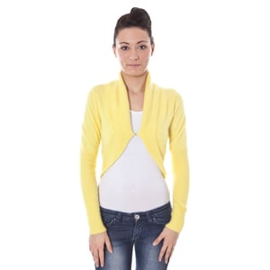 Cropped Gebreide Cardigan Geel Cropped Trui