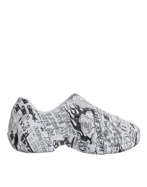 Dolce & Gabbana Witte Zwarte Graffiti Daymaster Sneakers Schoenen