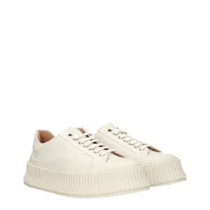 Jil Sander Witte Stoffen Platform Sneakers