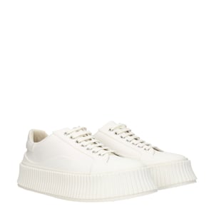Jil Sander Witte Fabric Platform Sneakers
