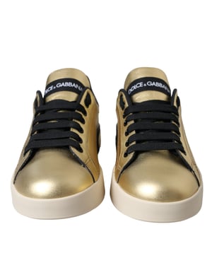 Dolce & Gabbana Gouden Portofino Kalfskleren Sneakers Dames Schoenen