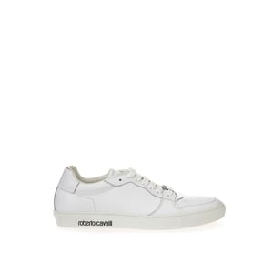 Roberto Cavalli Witte Leren Lage Sneakers