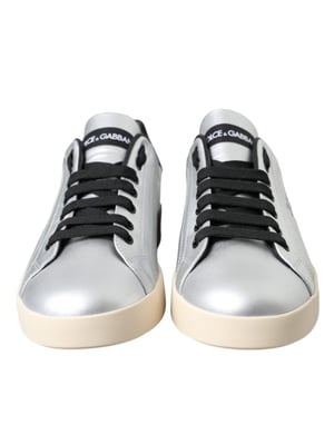 Dolce & Gabbana Zilveren Portofino Kalfsleren Sneakers Heren Schoenen
