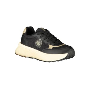 Blauer Zwarte Leren Dames Sneakers