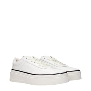 Jil Sander Witte Leren Platform Sneakers