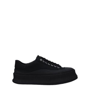 Jil Sander Zwarte Stoffen Platform Sneakers
