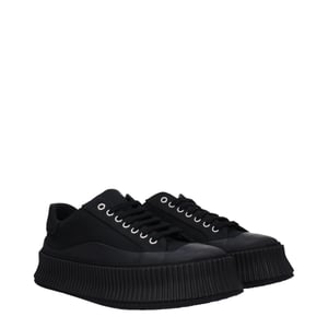 Jil Sander Zwarte Stoffen Platform Sneakers
