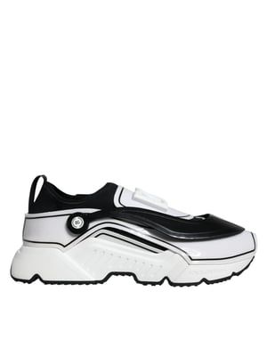 Dolce & Gabbana Witte Zwarte Logo Plaque Daymaster Sneakers Schoenen