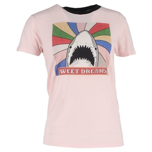 Saint Laurent T-shirt met haaienprint in roze katoen