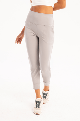 JUSTEVER High Waist Elastic Pocket Relaxed Cut Slimming Jogger Gray Women's Sweatpants - Beat