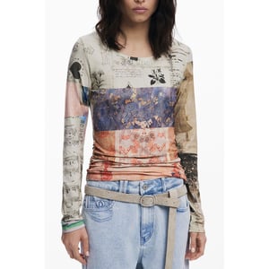 Desigual Beige Viscose Dames T-Shirt