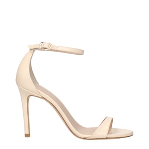 Stuart Weitzman Beige Leren Stiletto Hak Sandalen