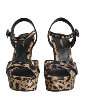 Dolce & Gabbana Bruine Luipaard Wedges Enkelsandalen Schoenen