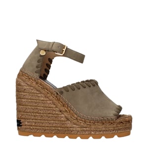 Stella McCartney Groene Leer Wedge Sandalen