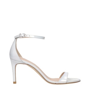 Stuart Weitzman Witte Leren Stiletto Hak Sandalen