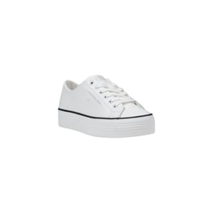 Calvin Klein Jeans Zwarte en Witte Leren Platform Sneakers