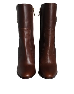 Dolce & Gabbana Bruine Leren Hakken Enkelboots Schoenen