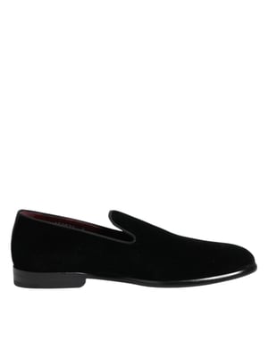 Dolce & Gabbana Zwarte Velours Instappers Formele Heren Dresschoenen