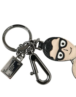 Dolce & Gabbana Leren Dominico Stefano #DGFAMILY Logo Badge Sleutelhanger