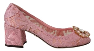Dolce & Gabbana Roze Taormina Kant Kristal Hakken Pastel Schoenen