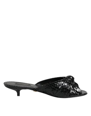 Dolce & Gabbana Zwarte Leren Hakken Slides Sandalen Schoenen