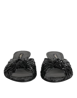 Dolce & Gabbana Zwarte Leren Hak Slides Sandalen Schoenen
